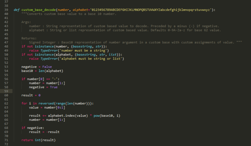 Code showing base number programming examples
